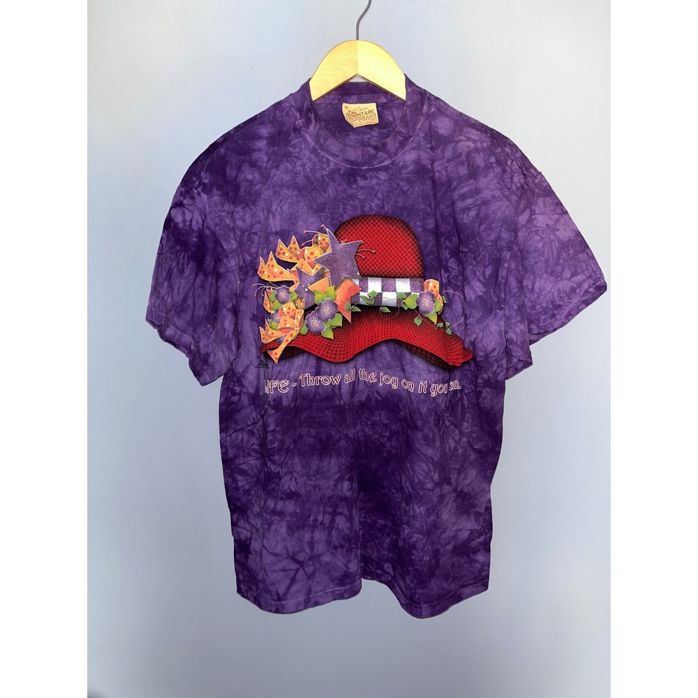 The‎ Mountain Tie Dye T Shirt Purple Red Hat Stars Graphic Tee Size L